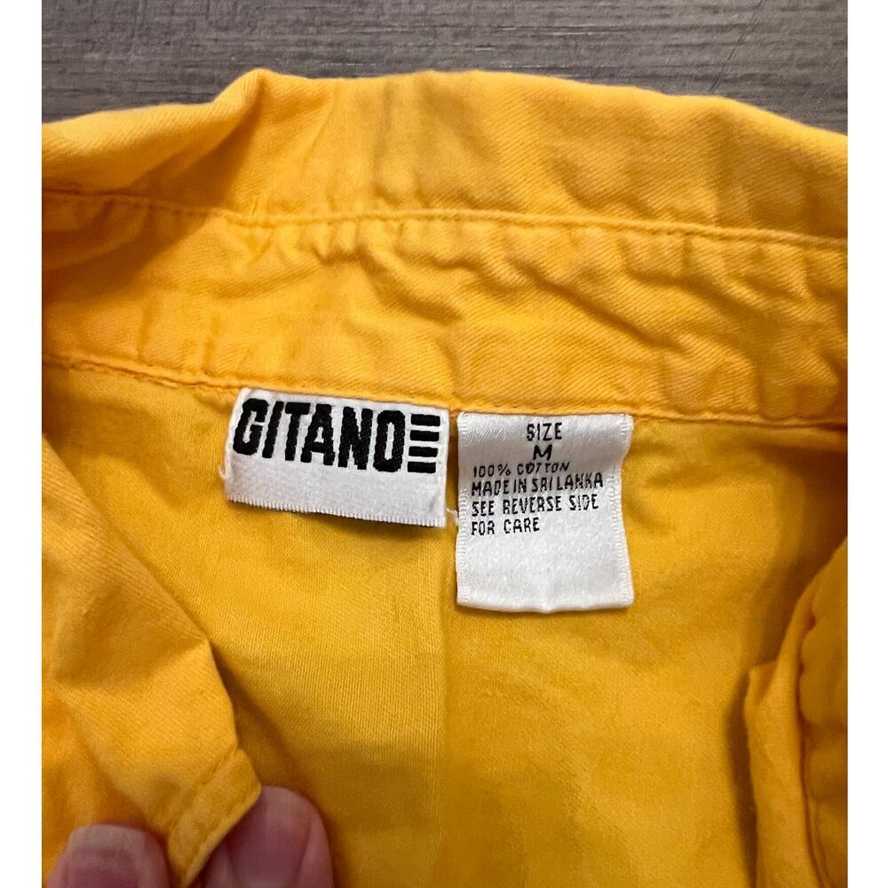 Vtg Gitano Yellow Tie Front Sleeveless Button Down Shirt